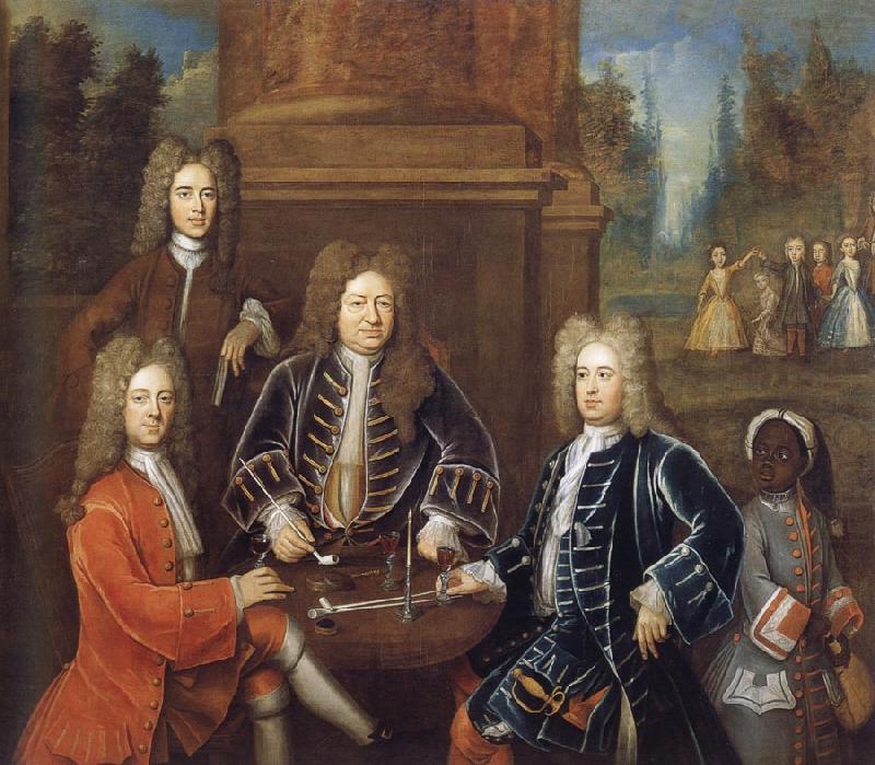 unknow artist Elibu Yale the 2nd Duke of Devonshire,Lord James Cavendish,Mr Tunstal and a Page china oil painting image